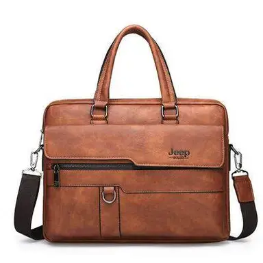 Jeep BULUO 15.6" Laptop Side Bag Business Briefcase Bad Split Leather High Quality A4 File Causel