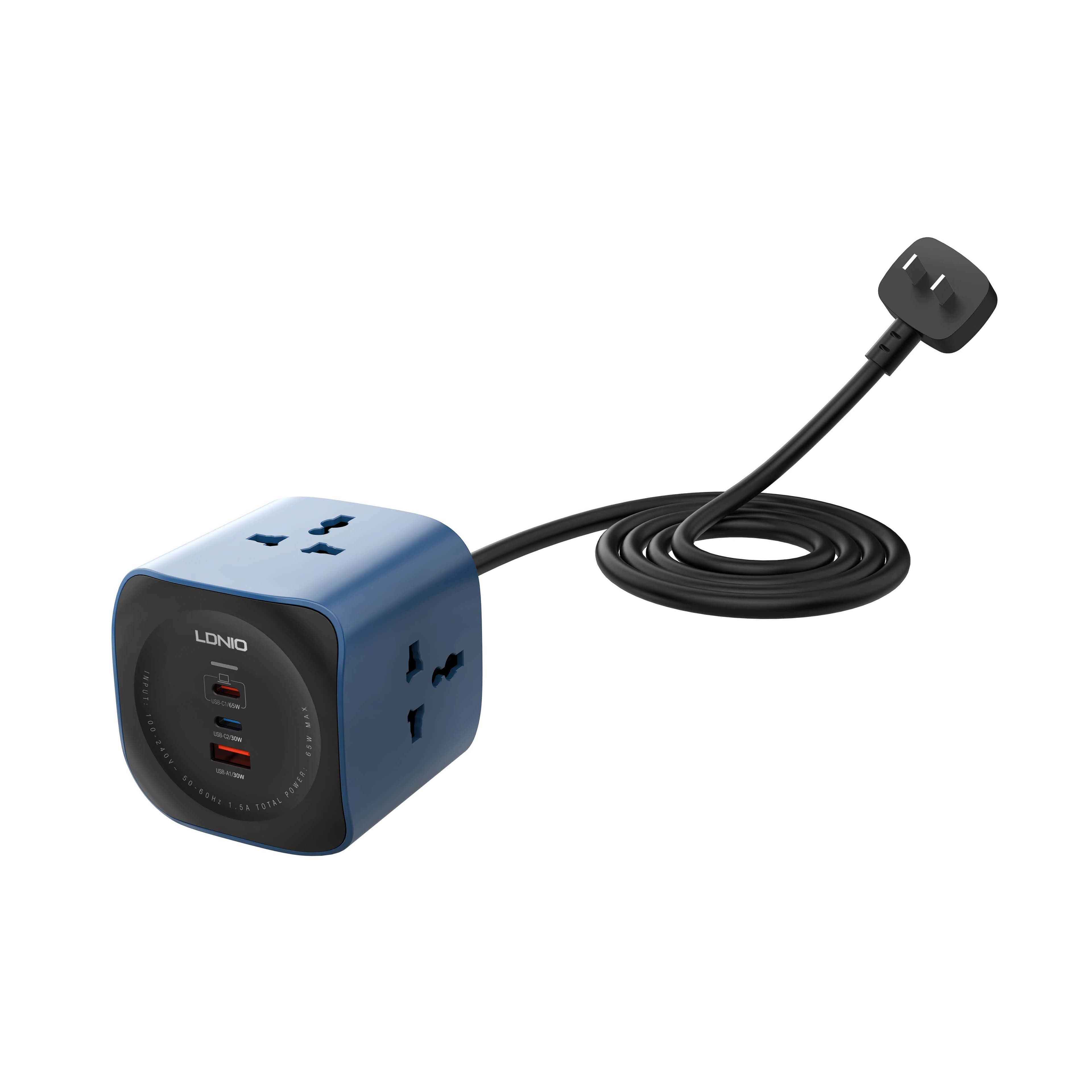 LDNIO SK3370 3-Way Travel-Friendly Cube Power Socket(UK) - 1