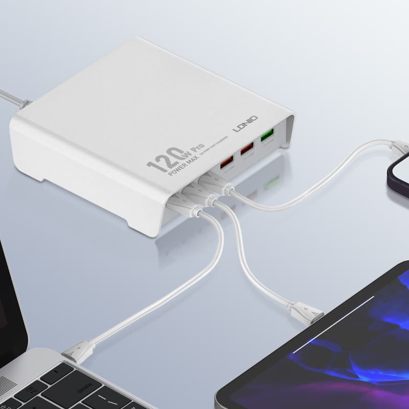LDNIO Q605 120W 6 Port USB-C Charging Station - 2