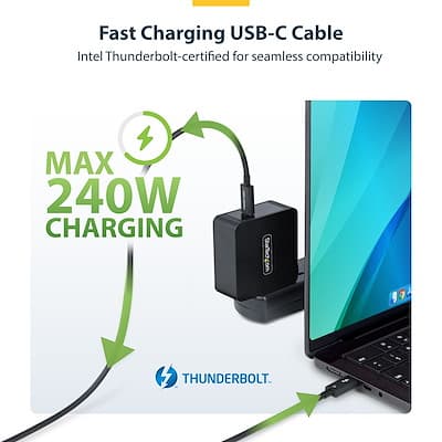 3ft (1m) Thunderbolt 5 Cable, 80Gbps/Up to 120Gbps, 240W PD, 8K 60Hz, Certified Thunderbolt Cable - Compatible w/Thunderbolt 4/USB4/USB-C - 1 3ft (1m) Thunderbolt 5 Cable, 80Gbps/Up to 120Gbps, 240W PD, 8K 60Hz, Certified Thunderbolt Cable - Compatible w/Thunderbolt 4/USB4/USB-C - 1